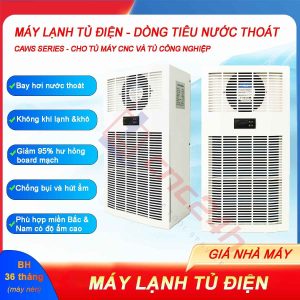 Máy lạnh tủ điện khô CAWS-500 500W (điều hòa tủ điện) bản tiêu nước, lắp cho tủ điện máy CNC. Dải công suất lạnh: 300W, 500W, 800W... 2000W.