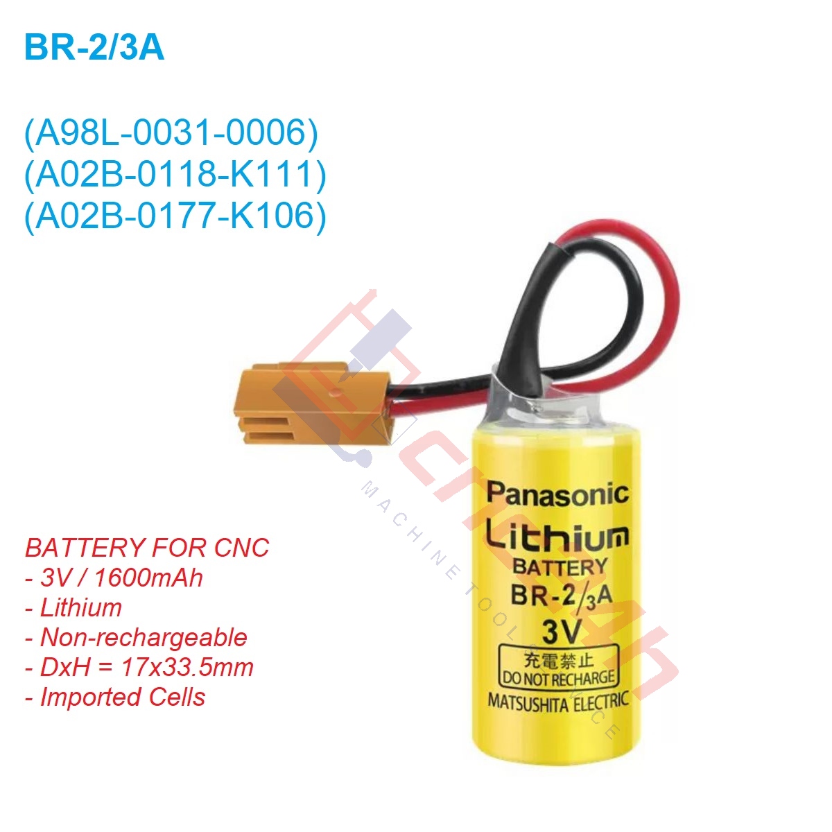 Pin Panasonic BR-2/3A 3V 1600mAH. Tương đương A98L-0031-0006