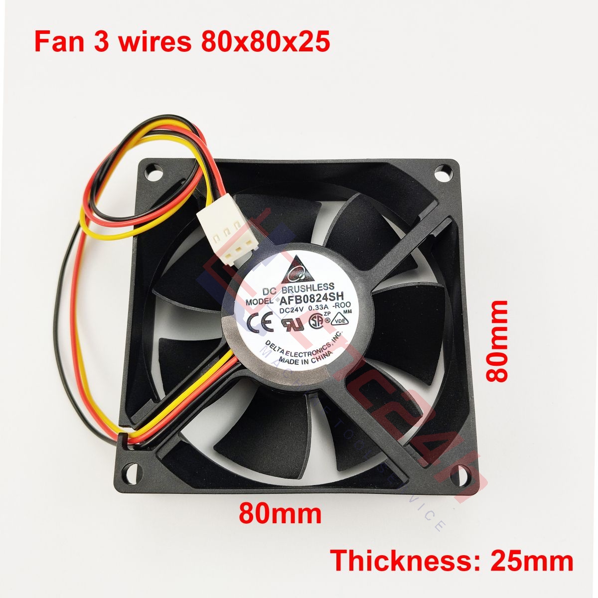 Quạt tản nhiệt 3 dây 80x80x25 8025 AFB0824SH 24V 0.33A