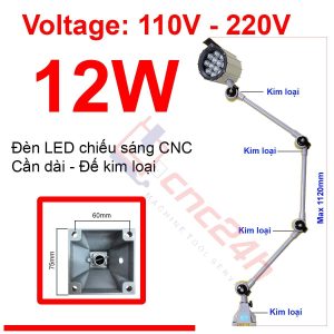 Đèn chiếu sáng máy CNC - Đèn LED cần - 24V hoặc 220V - Có loại Đế Kim Loại và Đế Nhựa. Đế xoay 360 độ và có nhiều khớp nối, dễ dàng điều chỉnh đèn - Chống nước / bụi / dầu / va đập.