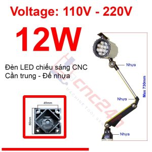 Đèn chiếu sáng máy CNC - Đèn LED cần - 24V hoặc 220V - Có loại Đế Kim Loại và Đế Nhựa. Đế xoay 360 độ và có nhiều khớp nối, dễ dàng điều chỉnh đèn - Chống nước / bụi / dầu / va đập.