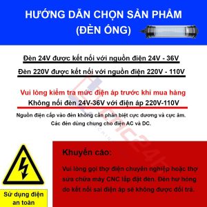 Đèn chiếu sáng máy CNC - Đèn ống LED CNC - Đế xoay 360 độ - Chiếu sáng vùng gia công - Chống nước / bụi / dầu / va đập.
