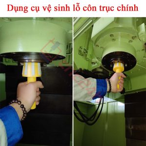 Dụng cụ vệ sinh trục chính của máy phay CNC sẽ loại bỏ cặn bẩn, các phoi bám trong lồng trục chính,....giúp bảo dưỡng trục chính sạch sẽ, hoạt động trơn tru, hiệu quả và ổn định hơn.